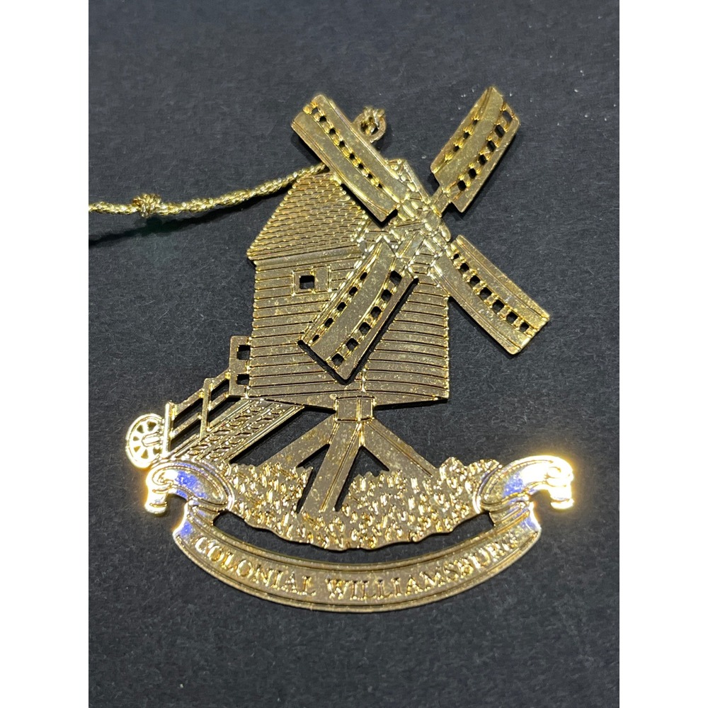 Colonial Williamsburg Windmill Gold Tone Metal Christmas Ornament Souvenir